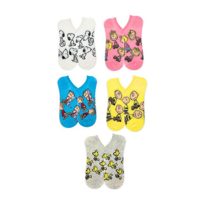 Womens Multi-Pack 5 Pair Peanuts Snoopy Low Cut Socks
