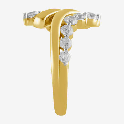 I/ I2 Womens 1 CT. T.W. Lab Grown White Diamond 14K Gold Over Silver Cluster Crossover Cocktail Ring