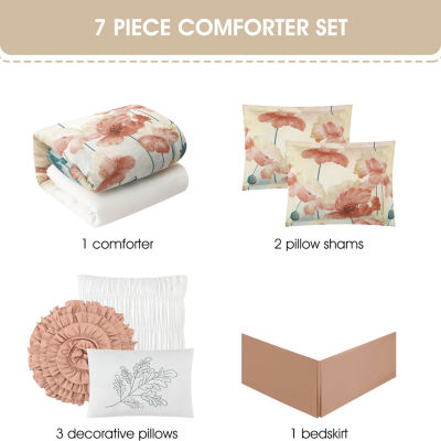 Stratford Park Jassie Floral 7-pc. Easy Care Comforter Set