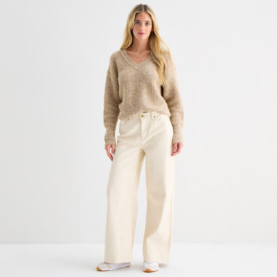 a.n.a Womens Tall High Rise Coated Wide Leg Jean