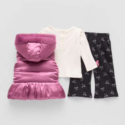 Little Lass Bow Vest Baby Girls 3-pc. Legging Set