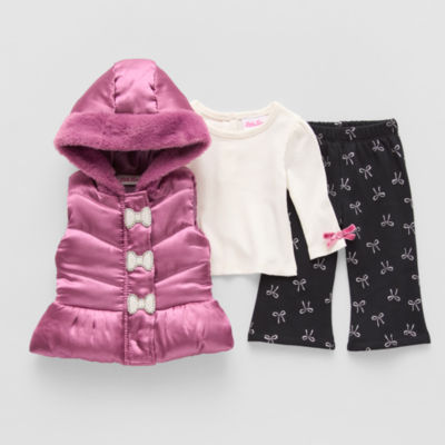 Little Lass Bow Vest Baby Girls 3-pc. Legging Set