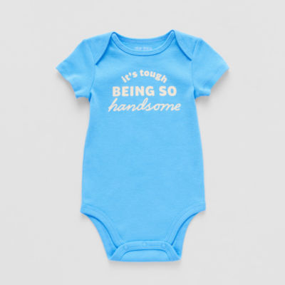 Okie Dokie Baby Boys Round Neck Short Sleeve Rib Bodysuit