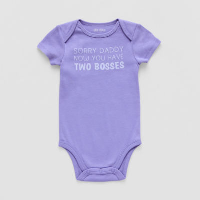 Okie Dokie Baby Girls Round Neck Short Sleeve Rib Bodysuit