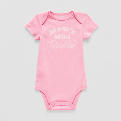 Okie Dokie Baby Girls Round Neck Short Sleeve Rib Bodysuit
