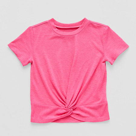 Okie Dokie Toddler & Little Girls Round Neck Short Sleeve T-Shirt, 2t, Pink