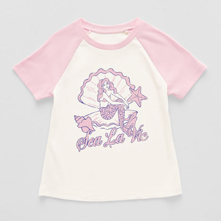 Thereabouts Little & Big Kid Girls Round Neck Short Sleeve T-shirt In Pink