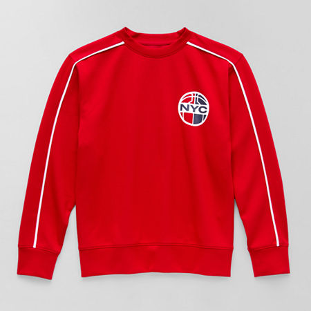 Xersion Kids' Double Knit Fleece Boys Crew Neck Long Sleeve Sweatshirt In Red