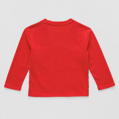 Toddler Boys Crew Neck Long Sleeve Regular Fit Mickey Mouse Graphic T-Shirt