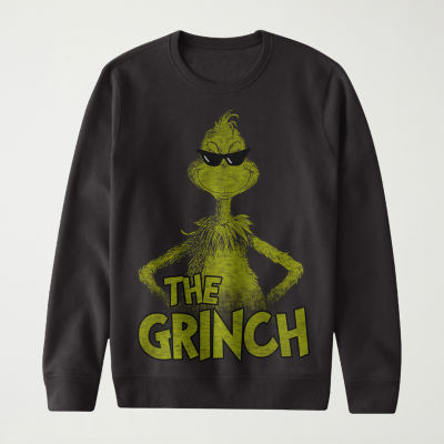 Mens Crew Neck Long Sleeve Grinch Sweatshirt, Color: Black JCPenney