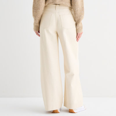 a.n.a Womens High Rise Coated Wide Leg Jean