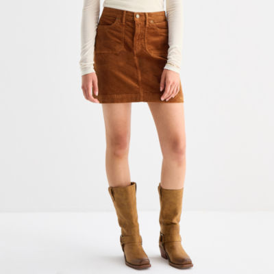 a.n.a Womens High Rise Corduroy A-Line Skirt