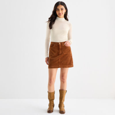 a.n.a Womens High Rise Corduroy A-Line Skirt