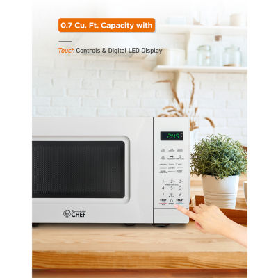COMMERCIAL CHEF 0.7 Cu. Ft. Countertop Microwave with Digital Display White Microwave with 10 Power Levels