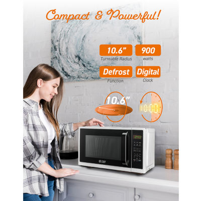 COMMERCIAL CHEF 0.9 Cu. Ft. Countertop Microwave with Digital Display White Microwave & 10 Power Levels