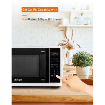 COMMERCIAL CHEF 0.9 Cu. Ft. Countertop Microwave with Digital Display White Microwave & 10 Power Levels