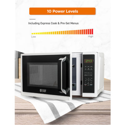 COMMERCIAL CHEF 0.9 Cu. Ft. Countertop Microwave with Digital Display White Microwave & 10 Power Levels