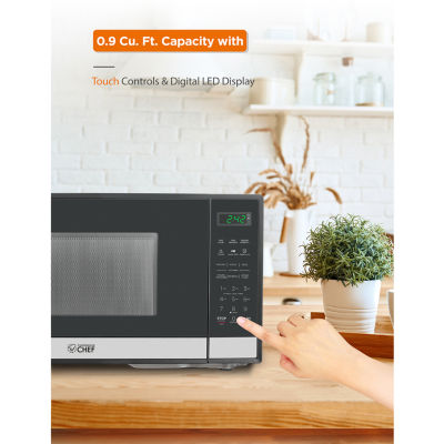 COMMERCIAL CHEF 0.9 Cu. Ft. Countertop Microwave with Touch Controls & Digital Display & 10 Power Levels