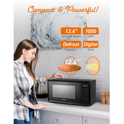 COMMERCIAL CHEF 1.1 Cu. Ft. Countertop Microwave with Digital Display Black Microwave & 10 Power Levels