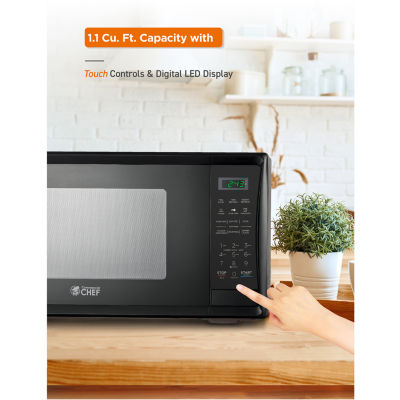 COMMERCIAL CHEF 1.1 Cu. Ft. Countertop Microwave with Digital Display Black Microwave & 10 Power Levels