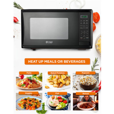 COMMERCIAL CHEF 1.1 Cu. Ft. Countertop Microwave with Digital Display Black Microwave & 10 Power Levels