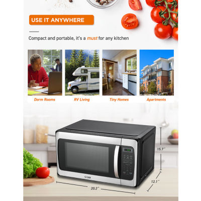 COMMERCIAL CHEF 1.1 Cu. Ft. Countertop Microwave with Digital Display Stainless Steel Microwave & 10 Power Levels