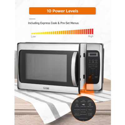 COMMERCIAL CHEF 1.1 Cu. Ft. Countertop Microwave with Digital Display Stainless Steel Microwave & 10 Power Levels