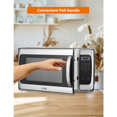 COMMERCIAL CHEF 1.1 Cu. Ft. Countertop Microwave with Digital Display Stainless Steel Microwave & 10 Power Levels