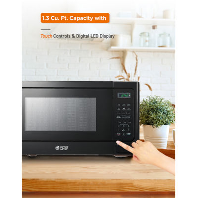 COMMERCIAL CHEF 1.3 Cu. Ft. Countertop Microwave with Digital Display Black Microwave & 10 Power Levels