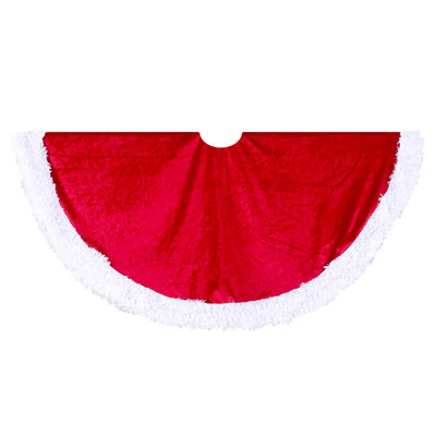 Kurt Adler 48" Red Velvet Tree Skirt with White Trim