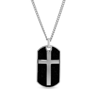 Mens Stainless Steel Dog Tag Pendant Necklace