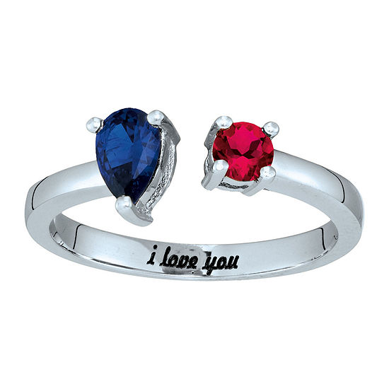 Personalized Simulated Birthstones Sweetheart Couples Ring