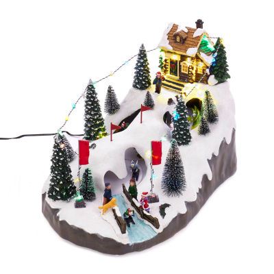 Kurt Adler Led Christmas Skiing Village Christmas Figurine