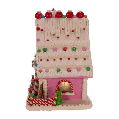 Kurt Adler 10-Inch Pink Battery-Operated Candy Led Gingerbread House Christmas Tabletop Decor