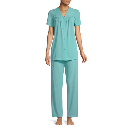  Lissome Womens V-Neck Short Sleeve 2-pc. Pant Pajama Set