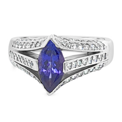 LIMITED QUANTITIES! Le Vian Grand Sample Sale™ Ring featuring Blueberry Tanzanite® Vanilla Diamonds® set in 18K Vanilla Gold®