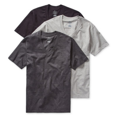 Stafford Heavyweight Mens 3 Pack Short Sleeve V Neck T-Shirt