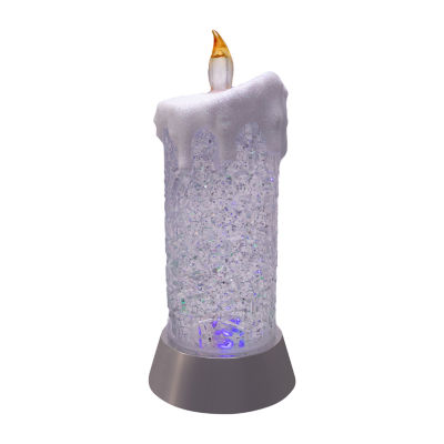 Kurt Adler 9.25-Inch Battery-Operated Color Changing Snowing Candle Christmas Tabletop Decor