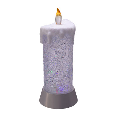 Kurt Adler 9.25-Inch Battery-Operated Color Changing Snowing Candle Christmas Tabletop Decor