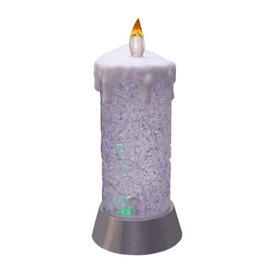 Kurt Adler 9.25-Inch Battery-Operated Color Changing Snowing Candle Christmas Tabletop Decor