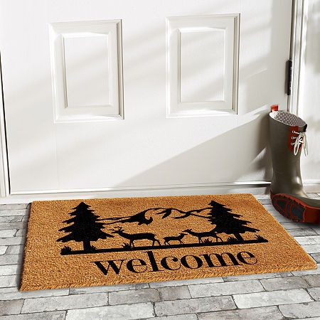 Calloway Mills Rocky Mountain Welcome Outdoor Rectangular Doormats, One Size, White