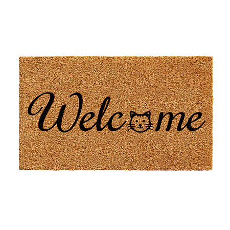 Calloway Mills Kitty Welcome Outdoor Rectangular Doormats, One Size, White