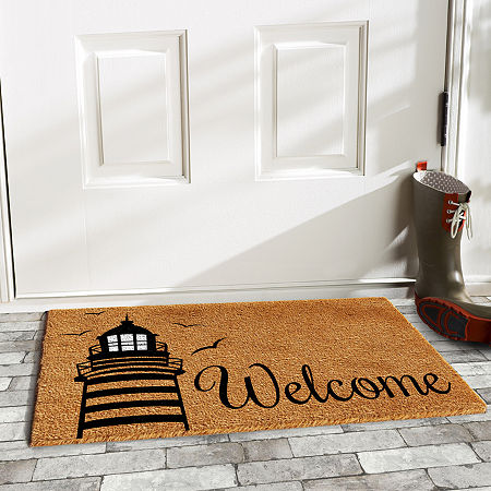 Calloway Mills Lighthouse Welcome Outdoor Rectangular Doormats, One Size, White