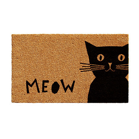 Calloway Mills Meow Outdoor Rectangular Doormats, One Size, White