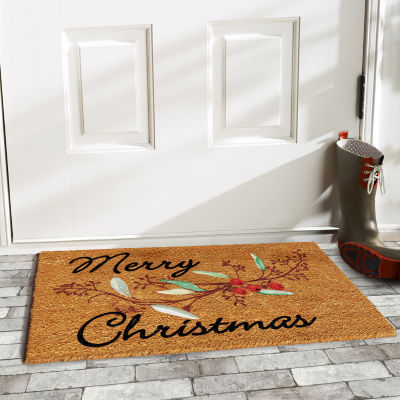 Calloway Mills Merry Christmas Berries Outdoor Rectangular Doormat