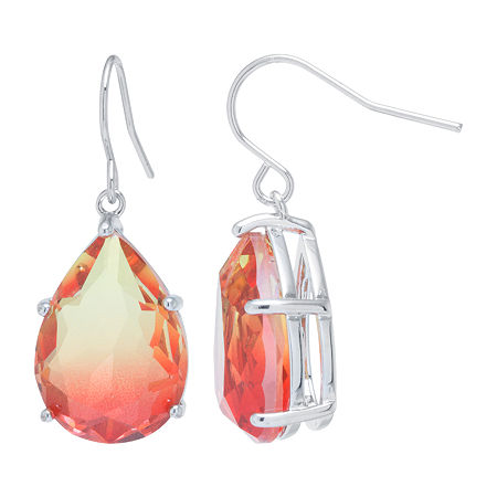 Sparkle Allure Blue Pure Silver Over Brass Pear Drop Earrings, One Size, Orange