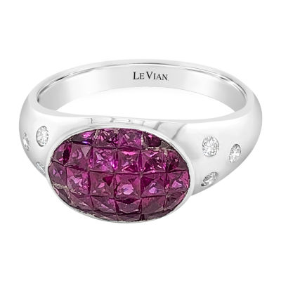 LIMITED QUANTITIES! Le Vian Grand Sample Sale™ Ring featuring 3  1/3 CT. T.W. Passion Ruby™ 1/8 CT. T.W. Vanilla Diamonds® set in 18K Vanilla Gold®