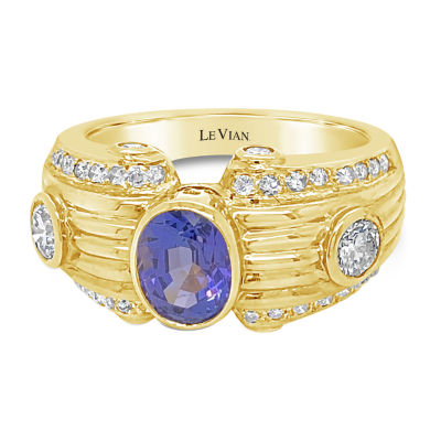 Le Vian® Grand Sample Sale™ Ring featuring 1 1/5 CT. Blueberry Tanzanite® 5/8 CT. Vanilla Diamonds®set in 18K Honey Gold™