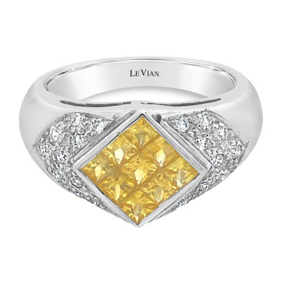 Le Vian® Grand Sample Sale™ Ring featuring 1 1/ CT. Yellow Sapphire 1/ CT. Vanilla Diamonds® set in 18K Vanilla Gold