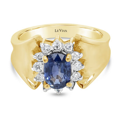 LIMITED QUANTITIES! Le Vian Grand Sample Sale™ Ring featuring 1 1/ CT. T.W. Cornflower Ceylon Sapphire™ 1/4 CT. T.W. set in 14K Honey Gold